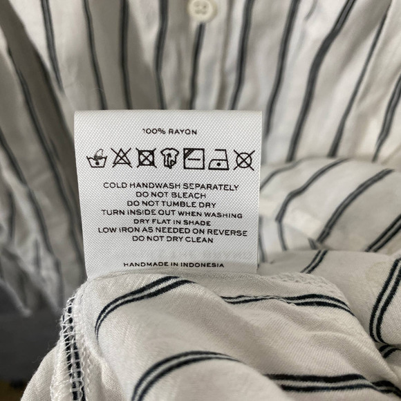 Faithfull The Brand Midi Dress 2 XS White Striped Button Up Short Sleeve Boho - Picture 10 of 11